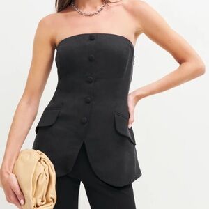 Reformation Tonya Top, Size 0, Black, Strapless